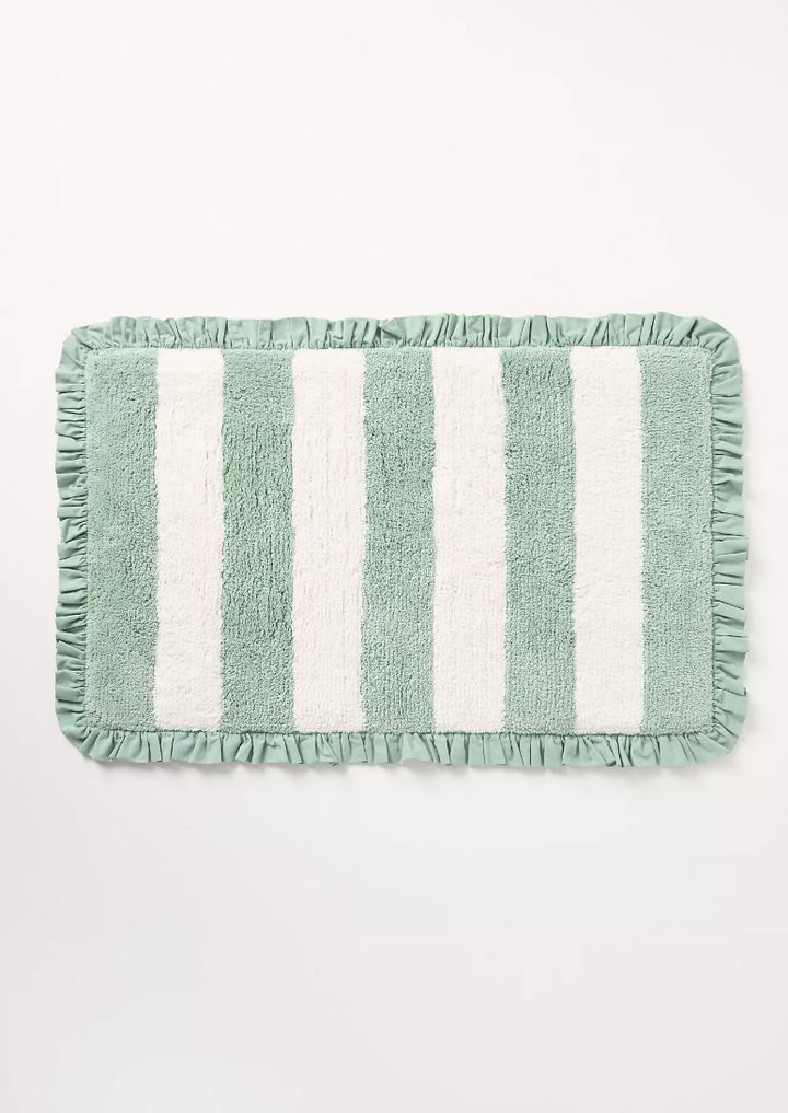 Ruffled Stripe Tufted Bath Mat