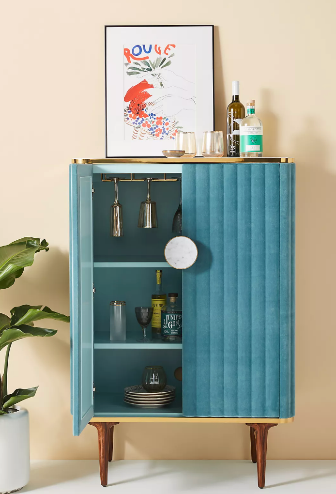 Juneau Velvet Bar Cabinet