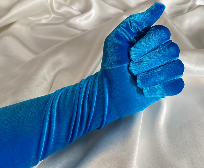 Blue Velvet Opera Gloves
