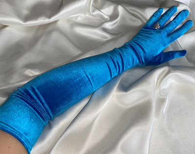 Blue Velvet Opera Gloves