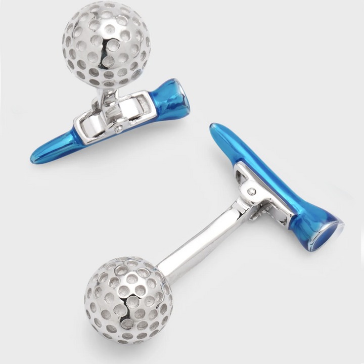 Sterling Golf Ball & Tee Cufflinks