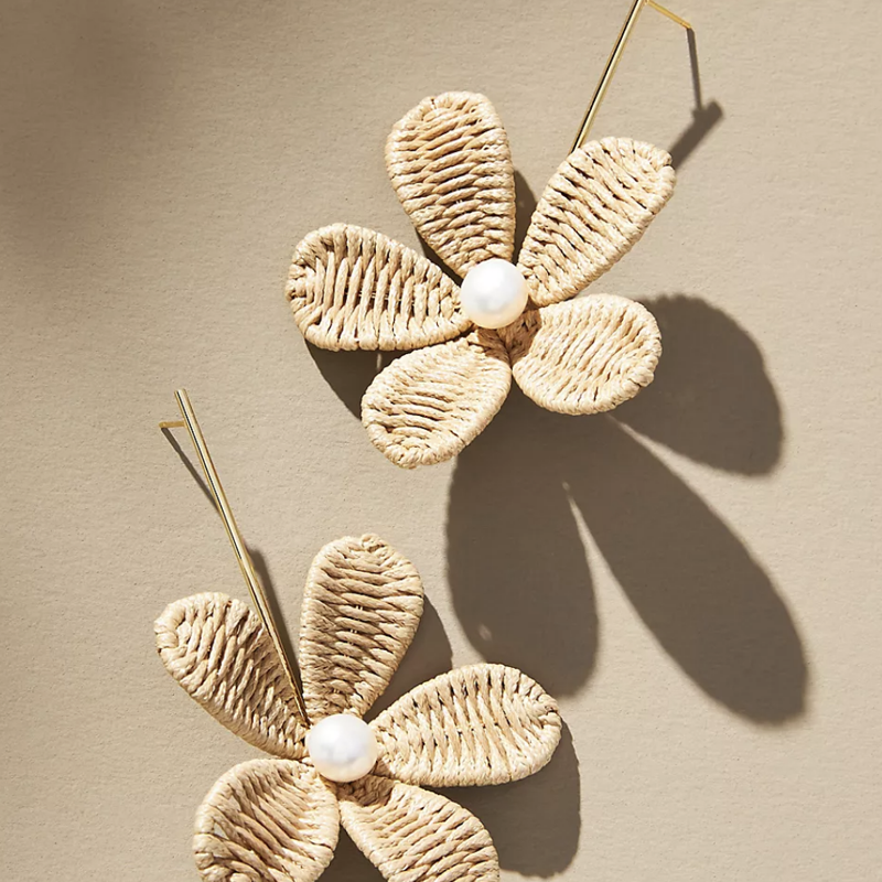 Raffia Flower Earrings