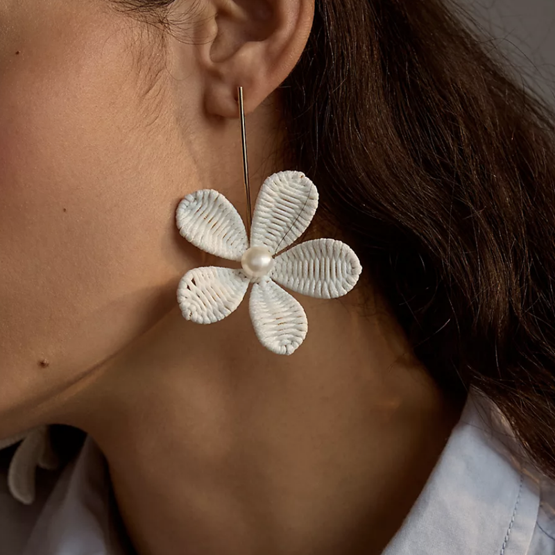 Raffia Flower Earrings