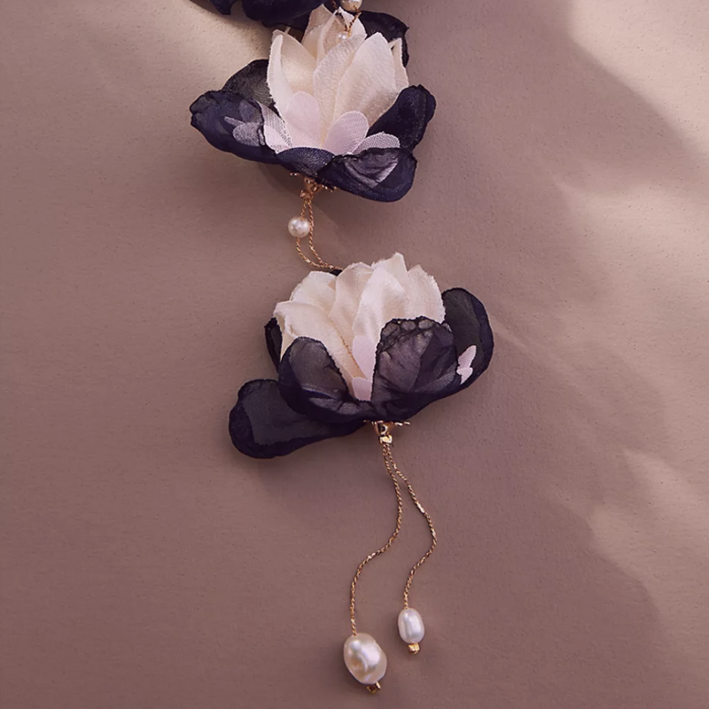 Long Triple Flower Earrings