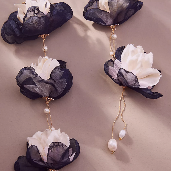 Long Triple Flower Earrings