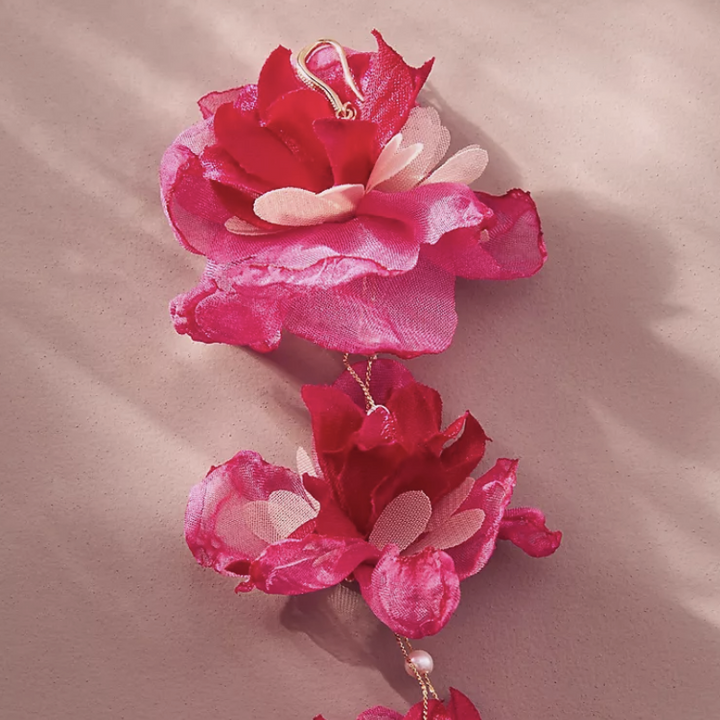 Long Triple Flower Earrings