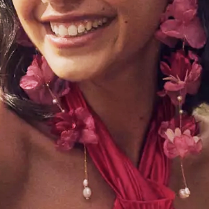 Long Triple Flower Earrings