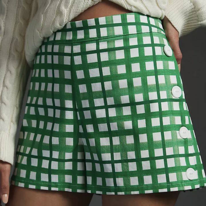Corey Lyyn Calter Side Button Checkered Shorts