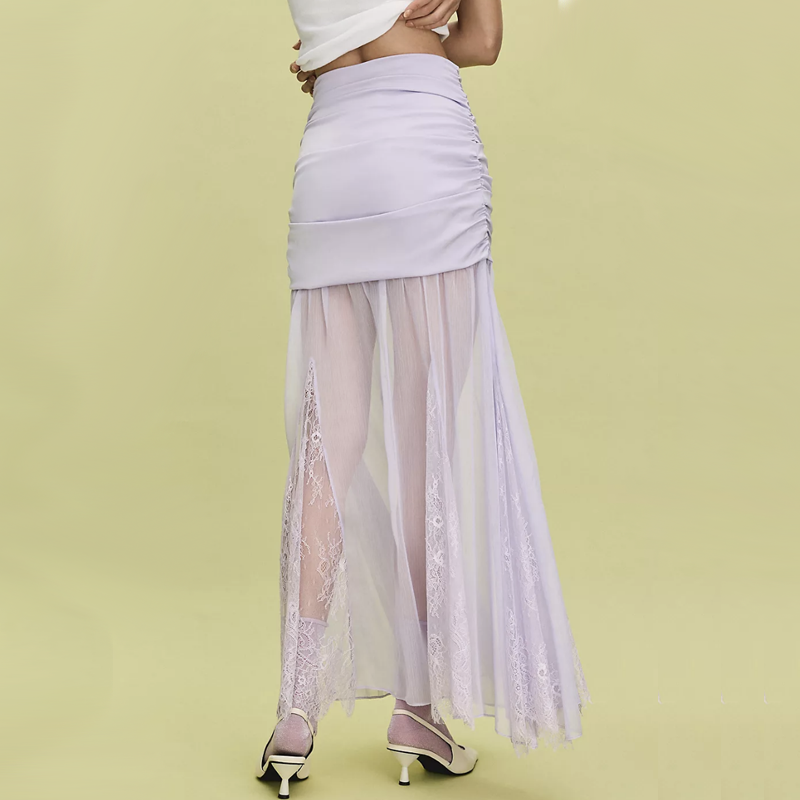 Sheer skirt overlay sales white